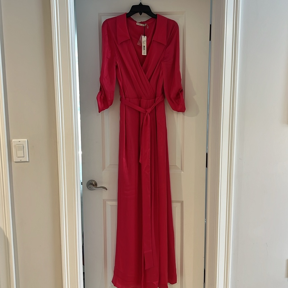 Alice + Olivia hot pink silk long dress. Brand new with tags, never worn.